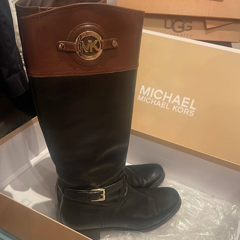 Michael Kors Women's Black and Brown Riding Boots